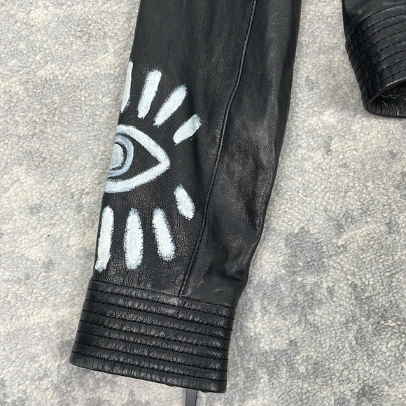 NWT Elizabeth and James Erwan Hand Painter Leather Biker Jacket Sz XS - Picture 14 of 16